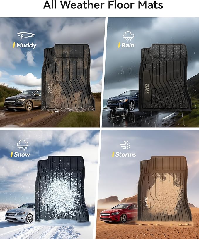 3W Floor Mats for Mercedes Benz CLA 2014-2019 & GLA 2015-2020, 250/45 AMG TPE All Weather Custom Fit Floor Liner for Benz CLA GLA 1st and 2nd Row Car Mats