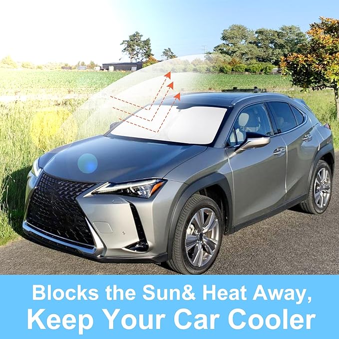 Front Windshield Sun Shade Foldable Car Front Window Sun Shade Windshield Shade Custom Fit for Lexus UX 2019-2026 Block UV Rays Accessories Heat Keep Cooler