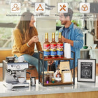 Giikin Kitchen Counter Shelf, Kitchen Countertop Organizer, 2 Tier Spice Rack for Counter, Wood Coffee Bar Organizer for Coff