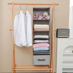 Large Hanging Sweater Organizer for Closet,Collapsible 6-Shelf Hanging Closet Shelves with Drawers, Washable (Grey-5 Shelf-1 