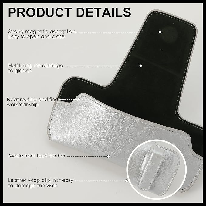 Sunglass Holder for Car Visor, Car Sunglasses Holder Leather, Eyeglasses Holder Glasses Storage Case Visor Accessories