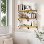 Axeman Floating Shelves | 8 Inch Deep Oak Wall Shelves Set of 2 | 16W x 8D Rustic Wood Shelves for Bookshelf Living Room Bedr