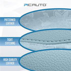 PIC AUTO Steering Wheel Cover, Light Blue Patterned Leather Patchwork Design, Universal Fit 14.5"–15.5", Anti-Slip, Odor-Free