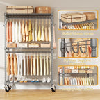 ULIFHOME P1 Rolling Clothing Rack with Lockable Wheels, Heavy-Duty Garment Rack for Hanging Clothes, Portable Closet Wardrobe