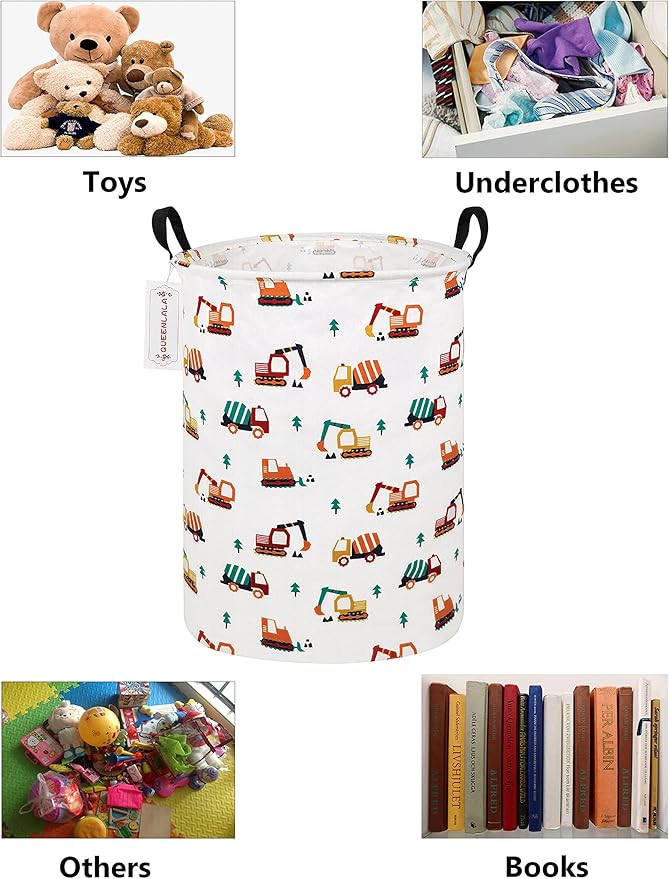 QUEENLALA Large Storage Basket,Laundry Hamper/Bathroom/Home Decor/Collapsible Round Storage Bin,Boys and Girls Hamper/Boxes/C