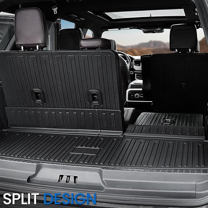 Floor Mats Cargo Mat for 2018-2024 Ford Expedition 7 Seats Captain Chairs(Not for Max Model), All Weather TPE Cargo Liner Backrest Mats Door Sill Protectors Car Accessories (Floor Mats Set)