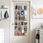 Simple Houseware 24 Pockets Large Clear Pockets Over The Door Hanging Shoe Organizer, Gray (56" x 22.5")