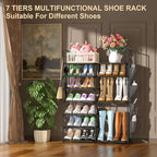 Kottwca 7 Tiers Shoe Rack Metal Shoe Organizer for Entryway Closet, 24-28 Pairs Stackable Shoe and Boots Shelf Storage Cabine