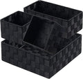 Posprica Small Black Baskets Cube Bin Container Tote,Woven Storage Baskets for Organizing Organizer Divider for Drawer, Close