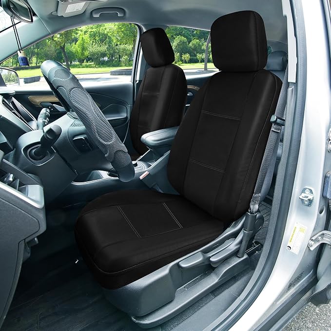 FH Group Three Row Car Seat Covers Deluxe Leatherette with 8 Seater, Airbag Compatible and Rear Split - Universal Fit for Car