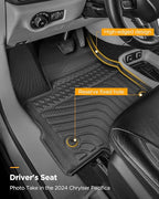 for Chrysler Pacifica 2017-2025 2026 7/8 Passenger (No Hybrid) Floor Mats Cargo Liner Carpet All Weather TPE Mat for Voyager 2020-2026, for Pacifica/Voyager 2018 2019 2021 2022 2023 2024 Accessories