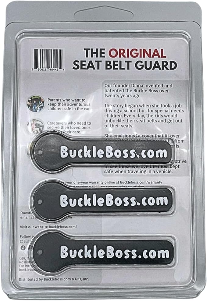 Buckle Boss Original Classic Seat Belt Lock | Original Seat Belt Guard Made with Strong ABS | Preventing Passengers from Unbuckling Their Seat Belts (3 Pack)