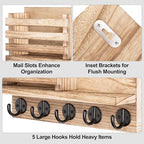 Lwenki Key Holder for Wall – Decorative Wooden Mail Holder and Key Shelf with Mounting Hardware, Installation Guide – Paulown