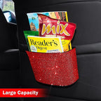 Cavalcade Car Trash Can, Hanging Trash Bin, Leakproof Garbage Organizer, Bling Vehicle Waste Basket, Mini Dustbin Container with Clip for Car, Office, Kitchen, Bedroom, Home and More, Red, Small
