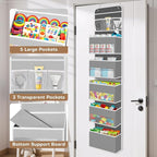SpaceWhisper Over the Door Organizer, 6 Large Pocket Hanging Storage Organizer with 40lb Capacity, Space Saving for Nursery, 