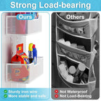 Hongtamoya Adjustable Over The Door Organizer, Hanging Door Storage with PVC Pocket and 4 Metal Baskets Wall Mount, Closet Do