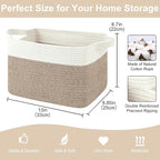 OIASKET Storage Baskets for Organizing, Woven Baskets for Shelves, Rectangle Decorative Organizer for Storage Clothes, Toy, B