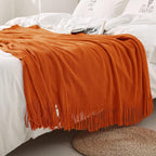 Homiest Decorative Knitted Throw Blanket with Fringe, Lightweight & Soft Acrylic Knit Blanket Tassel for Couch, Sofa, Bed (Da