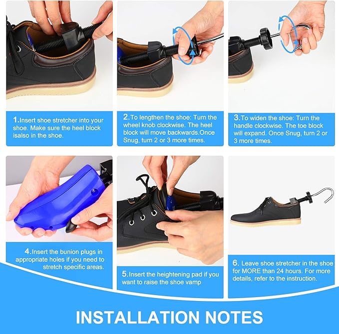 eachway Shoe Stretcher Shoe Trees,Adjustable Length & Width for Men and Women (L (for Men's Size Us 10-13.5) Blue)