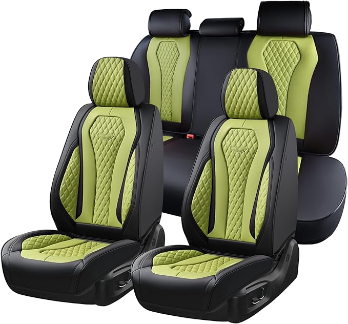 Coverado Seat Covers, Car Seat Covers Full Set, Green Car Seat Cover, Car Seat Cushion Waterproof, Luxury Auto Seat Covers, S