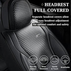Coverado Seat Covers, Car Seat Covers Front Seats, Waterproof Nappa Leather Auto Seat Cover with Lumbar Head Pillow, Black Se