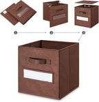 artsdi 11 Inch Storage Cube,Storage bin,cube storage (Set of 10) Foldable Fabric Cube Storage Bins with 10 Labels Window Card