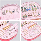 ProCase Travel Size Jewelry Box, Medium Portable Seashell-Shaped Jewelry Case, 2 Layer Jewelry Organizer in PU Leather for Wo