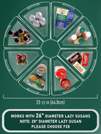 Lazy Susan Cabinet Organizer Bins for 26"/ 28"/ 32" Diameter Corner Organizer, Plastic Cabinet Storage Bin, 1/8 Wedge - Food 