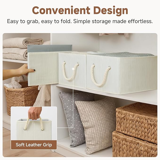 StorageWorks Storage Baskets for Shelves, Fabric Storage Bins, Closet Organization and Storage Basket, Foldable Organizer Bin