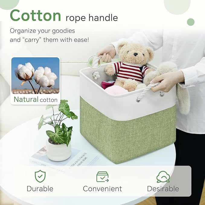 FinishingBo Fabric Cubes Storage Basket, 6 Pack 11x11 in with Handles Cube Storage Bins, for Shelves, Home, Office Organizers