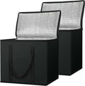 BALEINE 2Pk Insulated Reusable Grocery Bags, Collapsible Cooler Bag for Groceries, Heavy Duty Large Insulated Bag (16''x9''x13'', Charcoal Black)