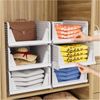 CTSNSLH 5 Pack Closet Organizers Storage Box, Closet Storage Stackable Storage Bins, Plastic Drawer Basket for Wardrobe Cupbo