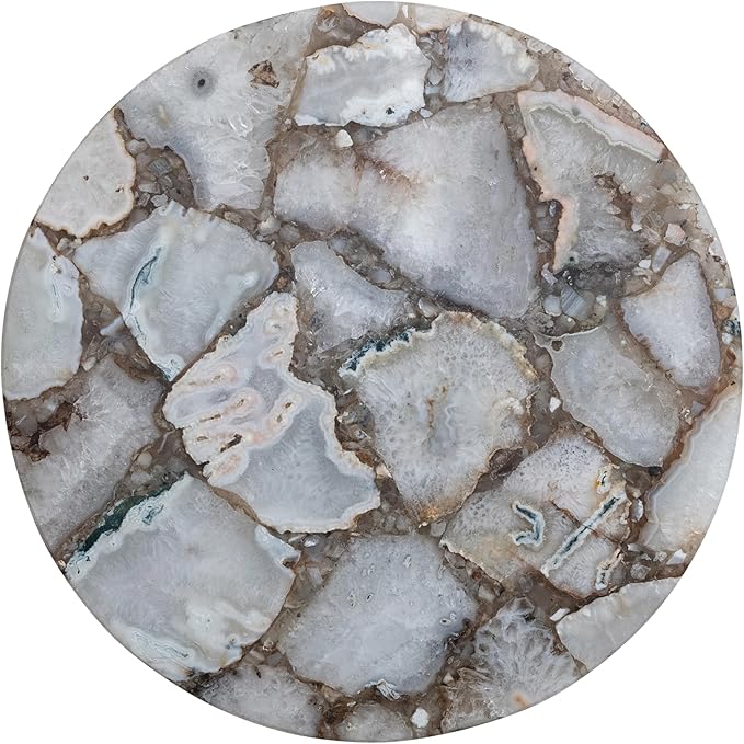 Creative Co-Op Round Agate Lazy Susan with Mango Wood Base, Natural