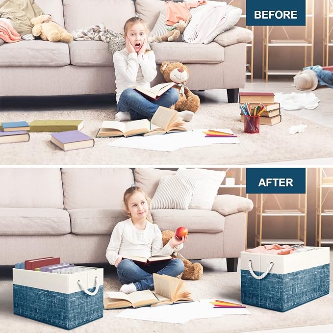 Fab totes Storage Bins [2-Pack], Foldable Storage Baskets for Organizing Toys, Books, Shelves, Closet, Large Storage Box with