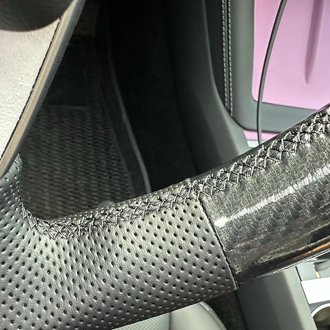 MEWANT DIY Stitching Steering Wheel Cover Wrap for Tesla Model 3 Highland 2023-2025/Model Y 2025 Highland for Tesla Model 3/Model Y Accessories(3D Style)