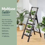 WOA WOA 4 Step Ladder for 10 Feet High Ceiling, Lightweight Foldable Ladder with Non-Slip Wide Pedals, Step Stool with Safe H
