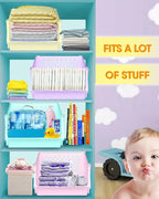 Skywin TidyFriend Large Stackable Storage Bins for Closet Organizers and Storage 4 Pack, Closet Organization for Kids Room an