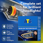 ATG Headlight restoration Kit - Universal Car headlight cleaner and restorer Kit - Headlight restorer kit for plastic car hea