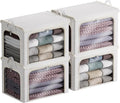 4 Pack Clothes Storage Bins with Metal Frame - 66L Stackable Storage Box with Lid，Foldable Storage Container Organizer for Cl