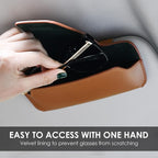 Car Sunglasses Holder for Car Visor Vegan Leather Auto Eyeglass Case with Clip Automotive Interior Visor Accessories