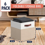 Ornavo Home 13 x 13 Storage Cube Bins, Foldable Collapsible Fabric Storage Bins Box Linen Shelf Basket Cube Organizer for Clo