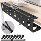 NODOCA No Drill Under Desk Cable Management Tray, 17'' Wire Management, Punch-Free Clamp on, Metal Cable Tray, Wire Organizer