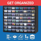 Akro-Mils 64-Drawer Plastic Drawer Storage Cabinet for Garage Organization, Bead Organizer, Building Bricks Storage, Teacher 