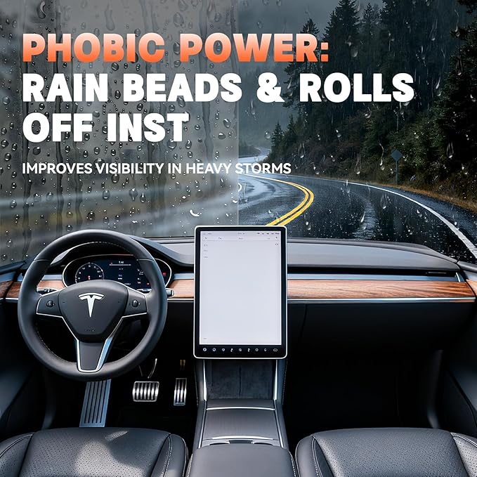 3-in-1 Ultimate Car Glass Care Kit: Water Spot Remover Polish, Hydrophobic Rain Repellent, Anti-Fog Spray for Windshield & Wi