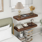30 Inch Floating Shelves | 12 Inch Deep Brown Floating Shelves Set of 2 | 30" W x 12" D Rustic Wood Shelves for Wall | Deep B