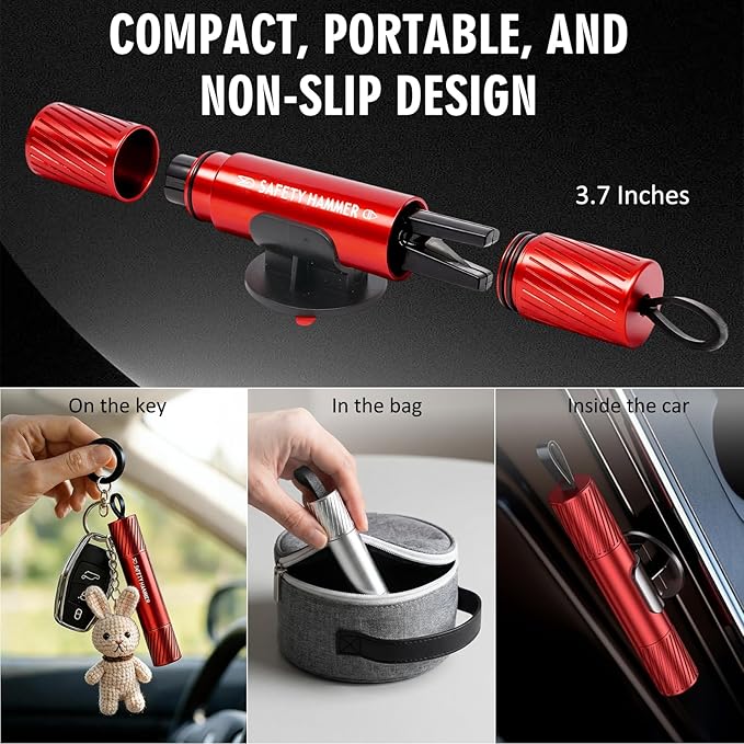 [4 Pack] 2026 Upgraded Safe Hammer Window Breaker Seatbelt Cutter, 2-in-1 Car Hammer Glass Breaker Seatbelt Cutter Emergency 