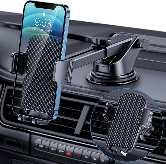 TICILFO Car Phone Holder [Military-Grade Suction] Phone Stand for Car [Super Stable] Automobile Car Mount for iPhone Universal Accessories Air Vent Dashboard Windshield Mount Fit Vehicle Accessories