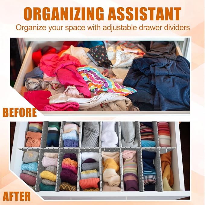 Blosssound 15 Pcs 5.12 Tall Drawer Divider Adjustable Drawer Organizer DIY Ultra Deep Storage Organizer Separator with Fixed 