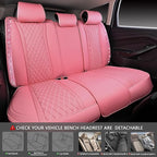 CAR PASS Pink Nappa Leather Car Seat Covers for Full Seats, Bling Diamond Waterproof Seat Protectior Universal Fit Auto SUV S