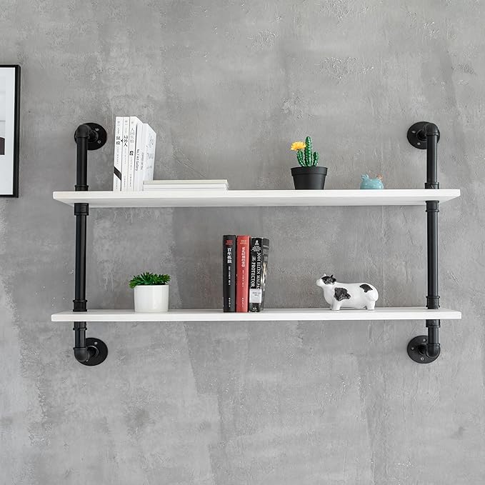 Floating Bookshelf Bathroom Shelves Over Toilet Industrial Pipe Shelving Pipe Shelves Rustic White Wall Shelves 36 Inch Farmh